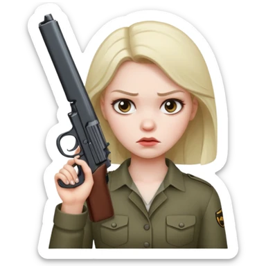 Annoyed Girl with a gun ￼ sticker