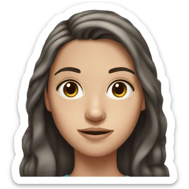teenage white girl with long dark brown hair, a few freckles on nose, and dark eyes sticker