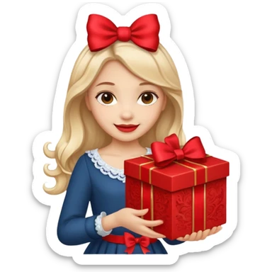 A smiling girl holding a beautiful box in her hand sticker