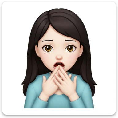 Girl choking self with hands sticker