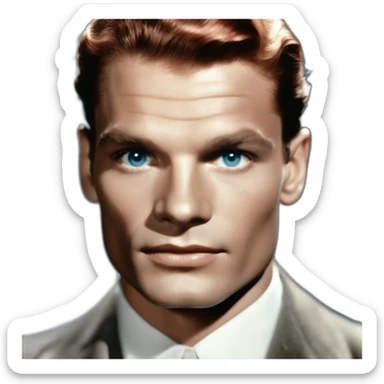 Young Laurence Olivier colorised Blue eyes very neat gelled back fully red hair handsome chiselled jaw sharp cheekbones sticker