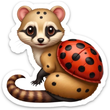 ladybug riding a ferret  sticker