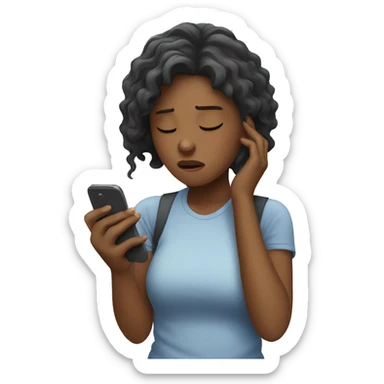 girl exhausted from being on her phone  sticker