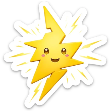 Lightning emoji with kawaii style with “gravixprime” text near it sticker