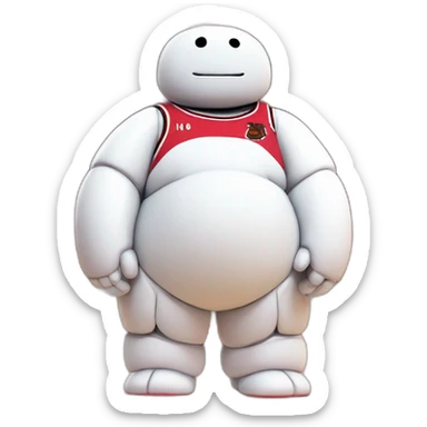 hyper realistic baymax in chicago bulls jersey sticker