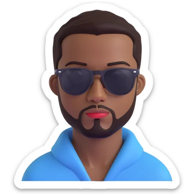 portrait of a black man with dark sunglasses, stylish look, head and shoulders portrait, plain background sticker