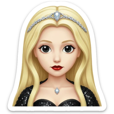 Bride of Dracula with long blonde hair, black sequin outfit sticker