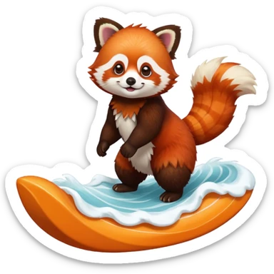 Red Panda 2d wave bye cute sticker