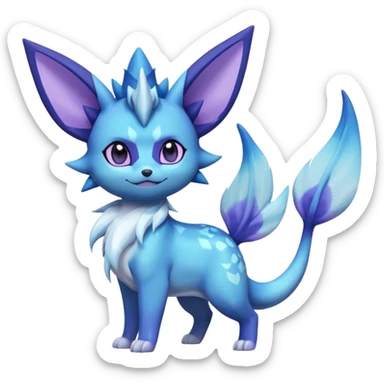 Nebulae Aurorus-Noibat-Vaporeon-Glaceon-Meowstic-Fakémon-hybrid-creature (full body)  sticker