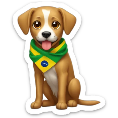 Stray-caramel-dog-wearing-scarf-with-brazilian-flag sticker