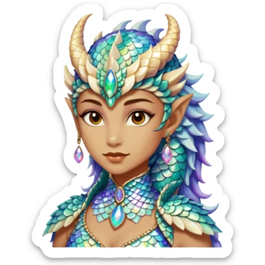 Am amazing blend of a half dragon woman with glittering jeweled scales sticker
