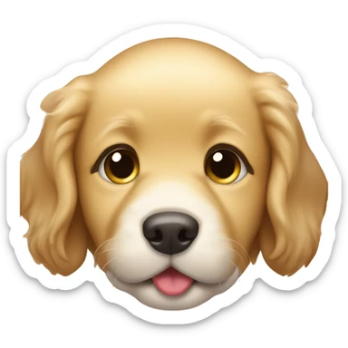 A golden retriever puppy emoji with a playful wink and tongue out sticker