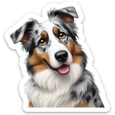 Uncertain dog blue Merle American shepherd sticker