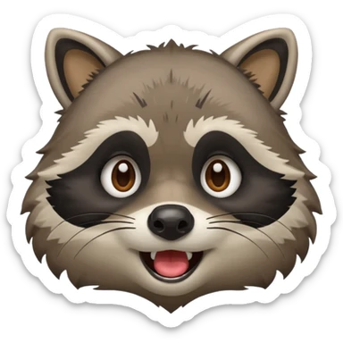 Create emojis from a picture with a raccoon's face. Different emotions, with the addition of paws sticker