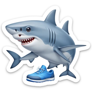Shark with three legs wearing blue shoes  sticker