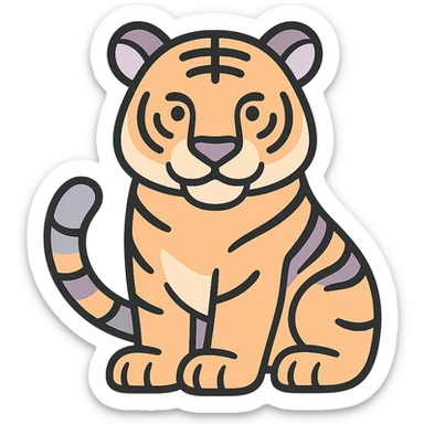 tiger, symbol of the year in feng shui, Chinese eastern style, thin clean contours, soft rounded shapes, pastel palette #98B5BC, #B5B3C1, #C9A3C9, #E4C0CA, #F7DCD1, #F7C0AA, detailed shadows and highlights, soft lighting, transparent background, less cute, no decorative elements sticker