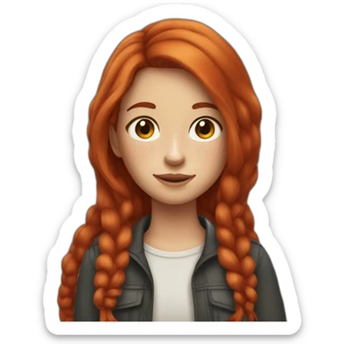 Girl with red long hair and freckles  sticker