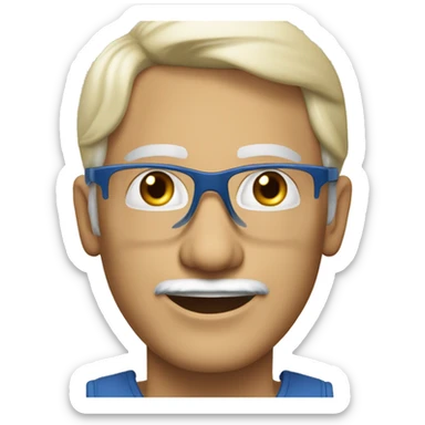 Homme de 65 ans, blond, lunettes, yeux bleus, souriant sticker