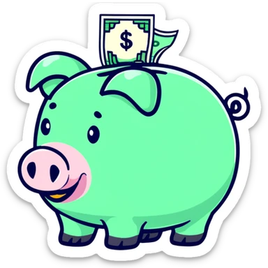 piggy bank with dollar sign sticker