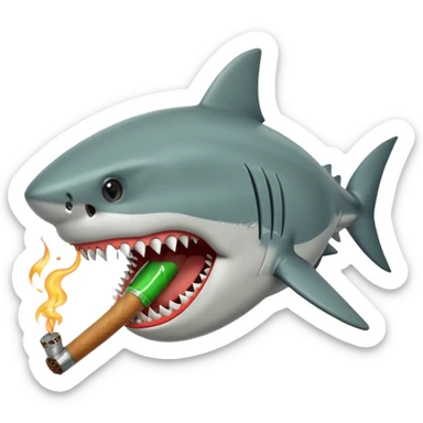 Shark face with a blunt in its mouth sticker