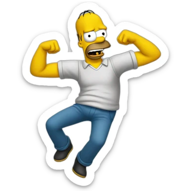 Homer doing his signature move on a limp bart sticker