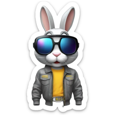 Bugs bunny streetwear cybertech smart glasses point from him up doing a moonwalker sticker
