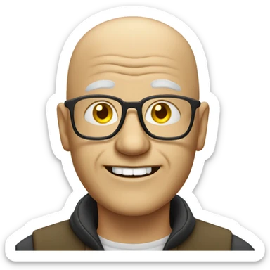 Bald old man with yellow teeth and glasses  sticker