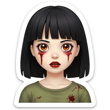 zumbi girl, black hair (Shoulder-length hair and with bangs) sticker