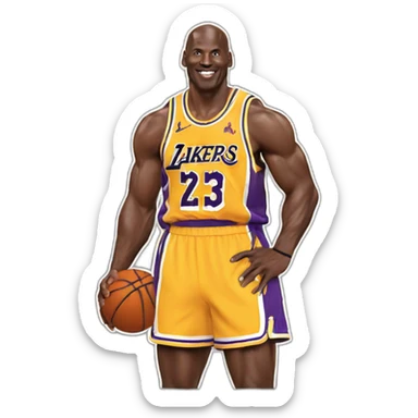 Michael Jordan wearing Lakers jersey sticker