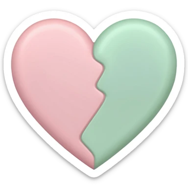 A half pastel green half pastel pink heart sticker
