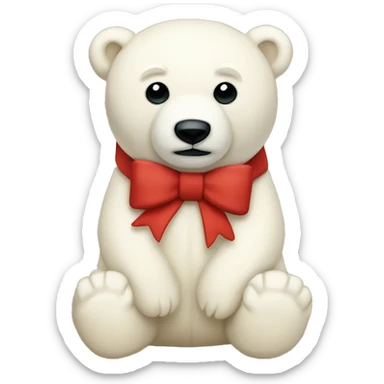 Stuffed animal Polar bear red cream bow  sticker