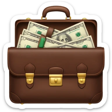Dark brown briefcase with money sticker