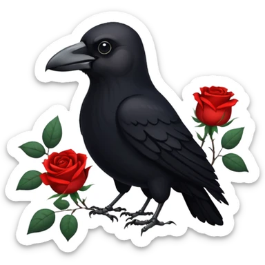 Crow with white roses sticker