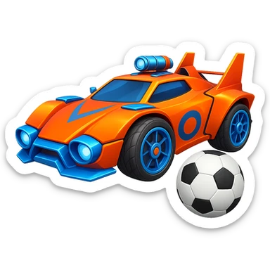 Add a soccer ball next to the Rocket League car. Keep the background transparent. sticker