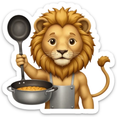 Lion holding up a pan sticker