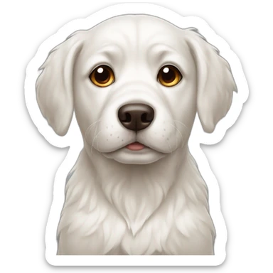 White Dog mops with brown eyes  sticker