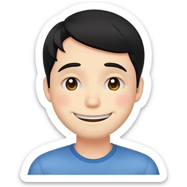 embarrassed white smiley face with black hair sticker