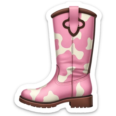 pink cow print boots sticker