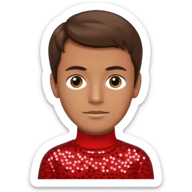 Murray Cook from The Wiggles with brown hair, red sequin skivvy shirt sticker