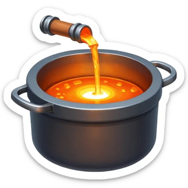 The crucible pours out metal, pixels style 32x32. sticker