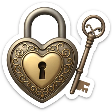 vintage heart-shaped lock and key sticker