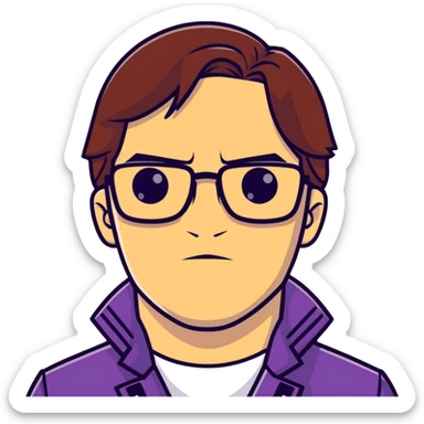 Helmut Zemo with brown hair and glasses, villain from Marvel's Captain America Civil War, serious expression sticker