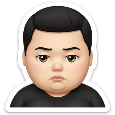 a fat pretty bratz boy with black hair looking sad sticker