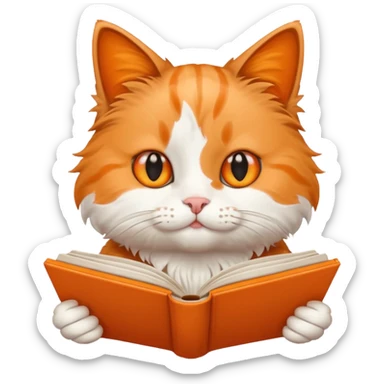 cat reading book sticker
