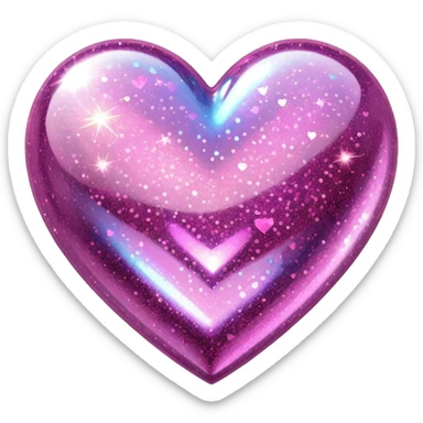 glitter heart with holographic sparkles sticker