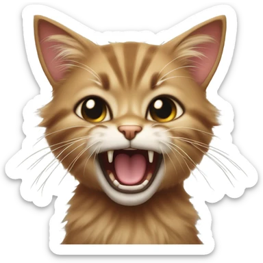 angry hissing realistic kitten brown sticker