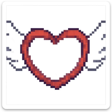 Add wings to the heart, keep the original style, no background. sticker