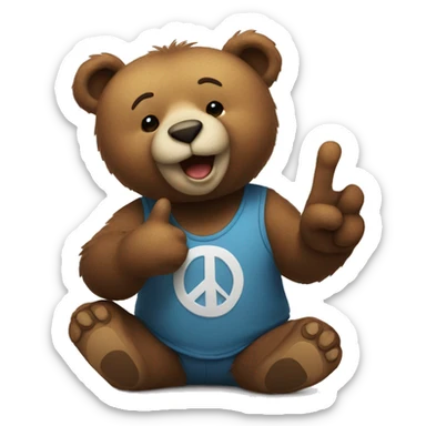 A bear doing a peace sign  sticker