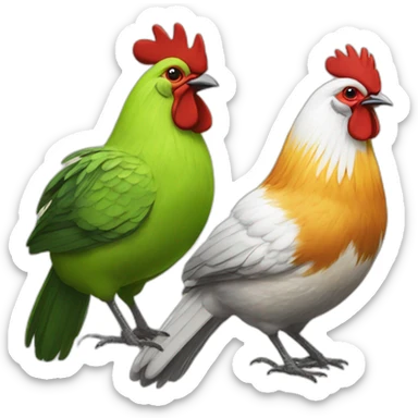 Two Tit birds and rooster sticker