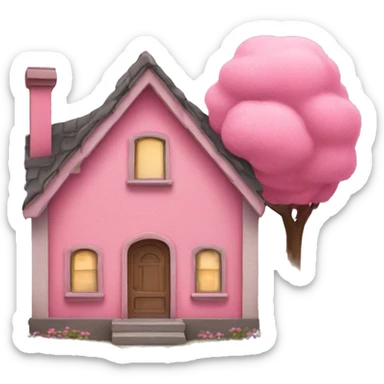 Cute little pink  house  sticker